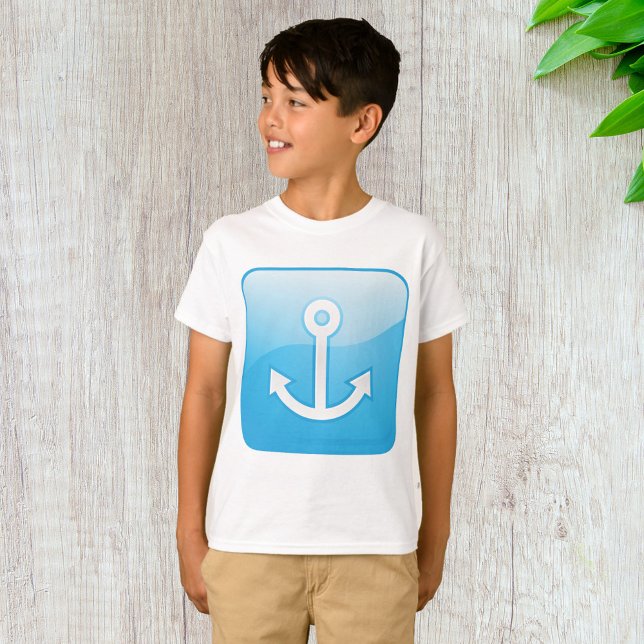 Nautical Blue Anchor Icon Modern Maritime T Shirt (Skapare uppladdad)