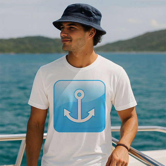 Nautical Blue Anchor Icon Modern Maritime T Shirt (Skapare uppladdad)
