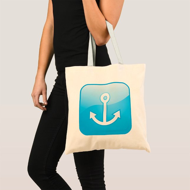 Nautical Blue Anchor Icon Modern Maritime Tygkasse (Skapare uppladdad)