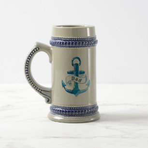Nautical Blue Anchor med Pappa och Monogram Sejdel