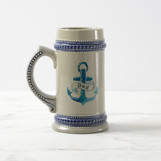 Nautical Blue Anchor med Pappa och Monogram Sejdel (Vänster)