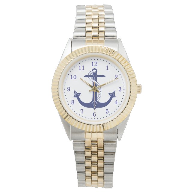 Nautical Blue Anchor med Rope Armbandsur (Framsida)