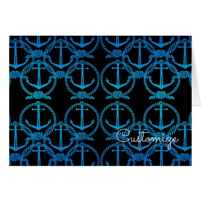 Nautical Blue Anchor Motif Card 2 OBS Kort (Framsidan Horizontal)