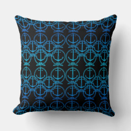 Nautical Blue Anchor Motif Dekorativ kudde