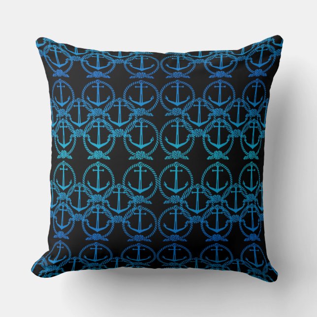 Nautical Blue Anchor Motif Dekorativ kudde (Framsida)