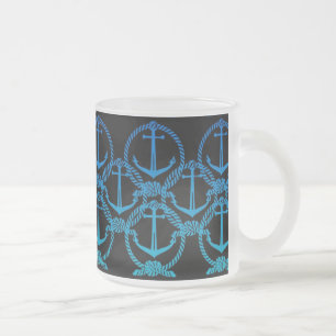Nautical Blue Anchor Motif Frosty Mugg
