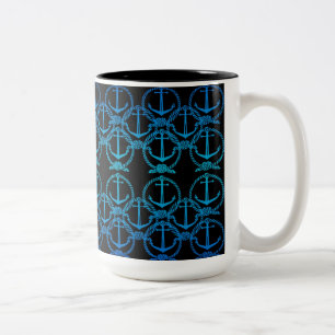 Nautical Blue Anchor Motif Mugg