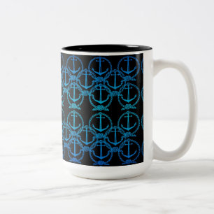 Nautical Blue Anchor Motif Två-Tonad Mugg