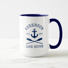 Nautical Blue Anchor Oars Namn Sjö House Large Mugg