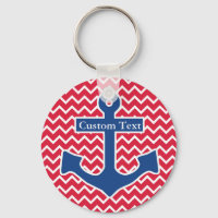 Nautical Blue Anchor på Red Chevron Background