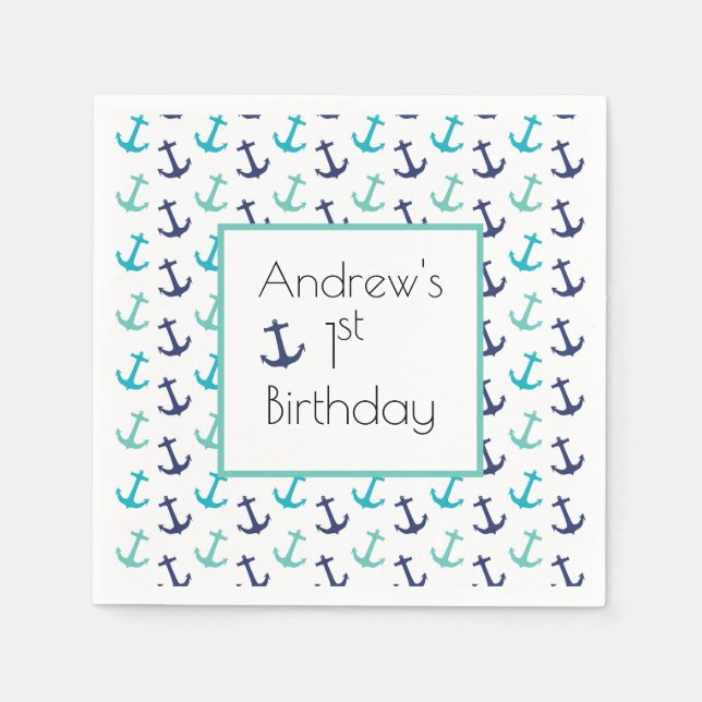 Nautical Blue Anchor Pappersservett (Framsidan)