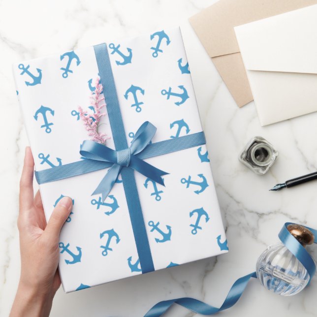 Nautical Blue Anchor Sea Party Presentpapper (Gifting)