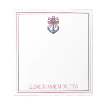 Nautical Blue Anchor With Red and White Stripe Bow