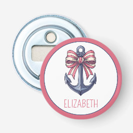 Nautical Blue Anchor With Red and White Stripe Bow Flasköppnare