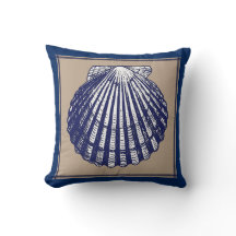 Nautical Blue and Sand Scallop Snäcka Pillow