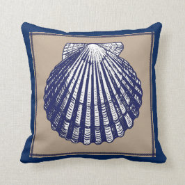 Nautical Blue and Sand Scallop Snäcka Pillow Kudde
