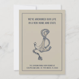 Nautical Blue and Taupe Vintage Anchor Flytta Meddelande