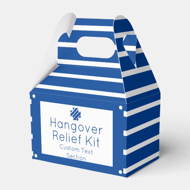 Nautical Blue and White Hangover Relief Kit Favor Presentaskar (Framsidan Sidan)
