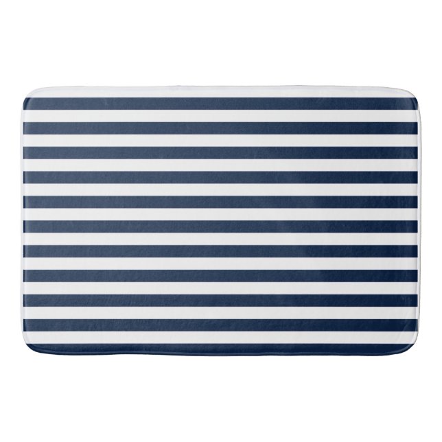 Nautical Blue and White Rand Bath Mat Matta (Framsidan)
