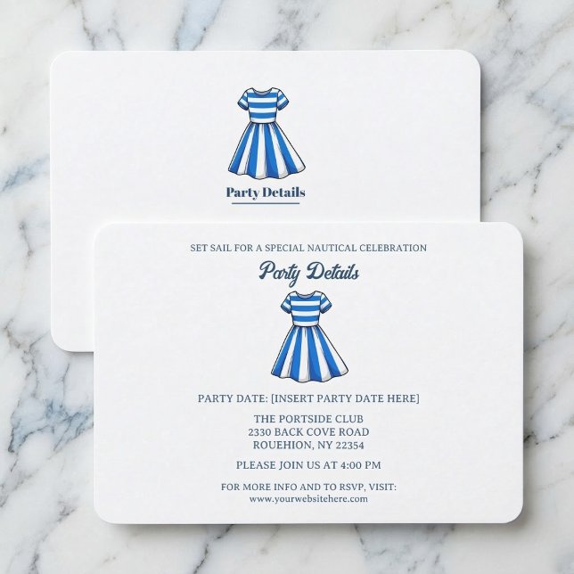 Nautical Blue And White Sailor Dress Party QR Code OSA Kort (Perfect for your seaside event.)