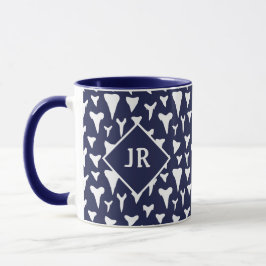 Nautical Blue and White Shark Teeth Patterned Mugg