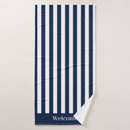 Nautical Blue and White Welcome Bath Towel