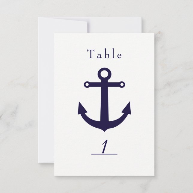 Nautical Blue Ankar & Vit Bordskort (Framsida)