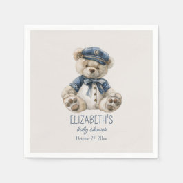 Nautical Blue Baby Bear Baby Shower Pappersservett