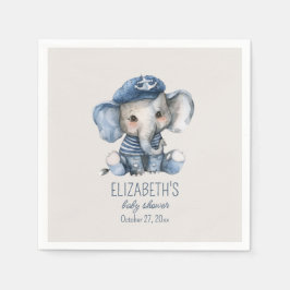 Nautical Blue Baby Elephant Baby Shower Pappersservett