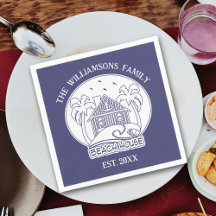 Nautical Blue Beach House White Family Namn Anchor