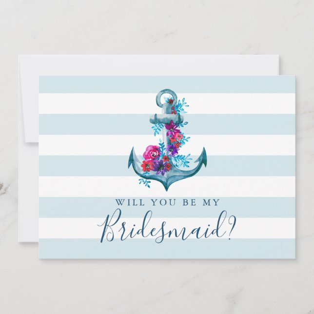 Nautical Blue blir mitt bridesmaid-kort (Framsida)