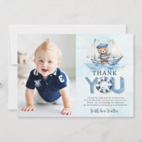 Nautical Blue Boat Nalle Boy Birthday Photo
