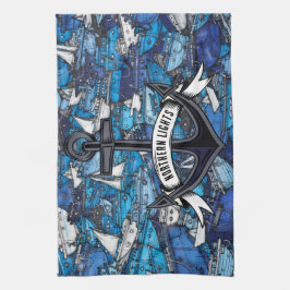 Nautical Blue Boats och Anchor Boat Namn Kökshandduk