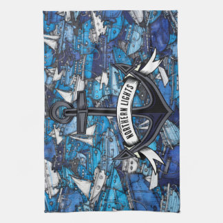 Nautical Blue Boats och Anchor Boat Namn Kökshandduk