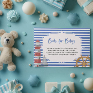 Nautical Blue Bokar för Baby Baby Shower Card Tilläggskort