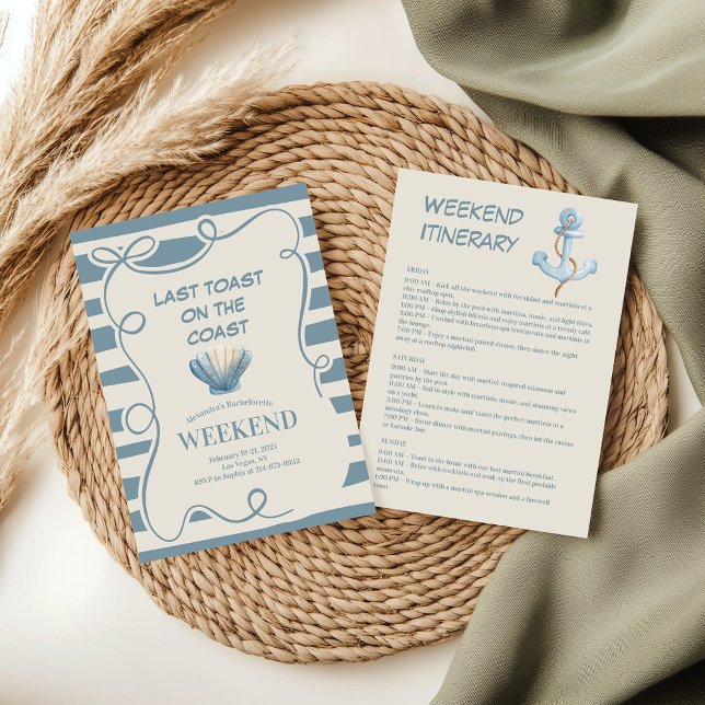 Nautical Blue Bow Bachelorette Helg Inbjudningar (Skapare uppladdad)