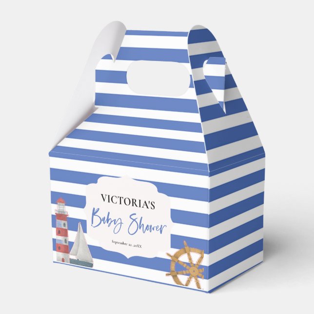 Nautical Blue Boy Baby Shower Presentaskar (Framsidan Sidan)