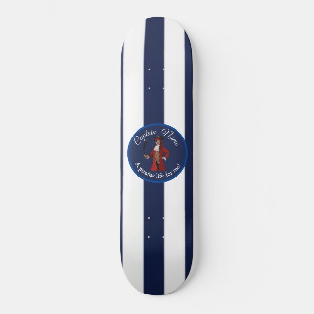 Nautical Blue Boy Pirat Mini Skateboard Bräda 18,5 Cm (Framsida)