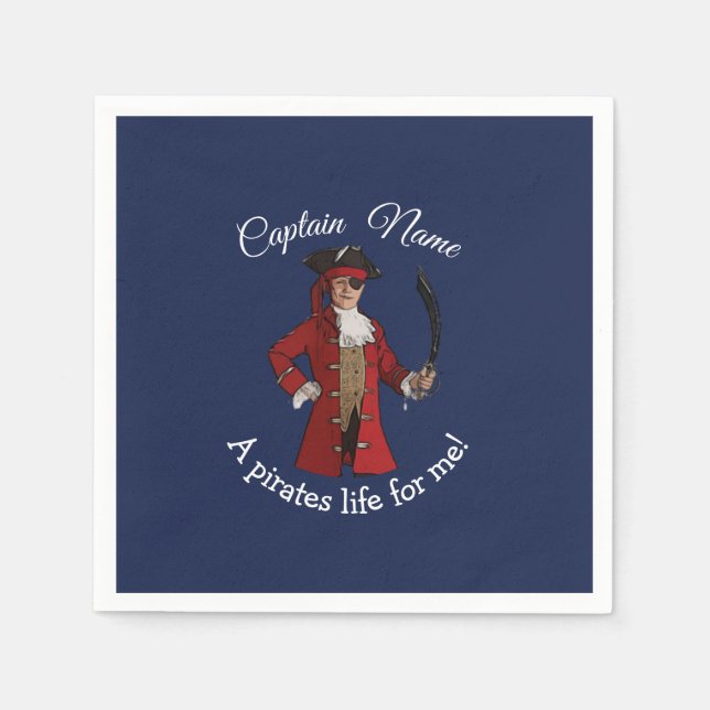 Nautical Blue Boy Pirat Pappersservett (Framsidan)