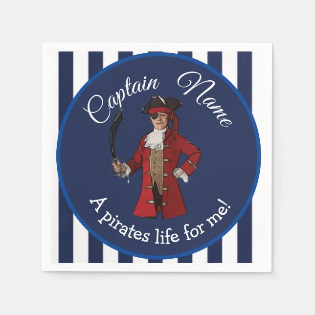 Nautical Blue Boy Pirat Pappersservett (Framsidan)