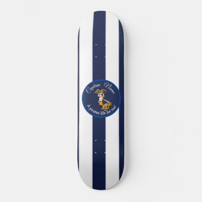Nautical Blue Boy Pirat Skateboard (Framsida)
