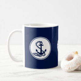 Nautical Blue Coffee Mugg, Anchor and Frakts Wheel Kaffemugg
