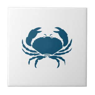 Nautical Blue Crab Kitchen Backsplash Kakelplatta