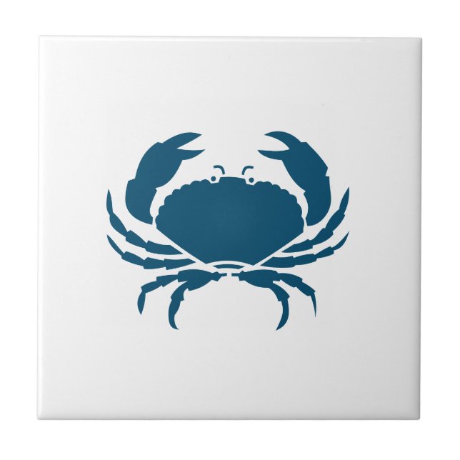 Nautical Blue Crab Kitchen Backsplash Kakelplatta (Framsidan)