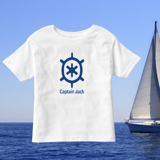 Nautical Blue Frakt Kapten's Helm Wheel Anpassning Tee (Skapare uppladdad)