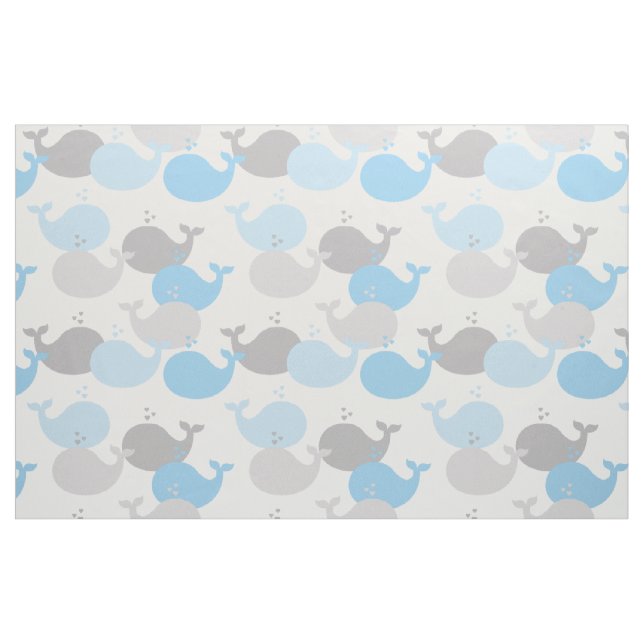 Nautical Blue Grått Whale Ocean Animals Sea Life Tyg (Fat Quarter)