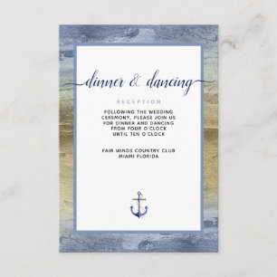 #Nautical Blue & Guld Watercolor #Bröllop Informat Tilläggskort