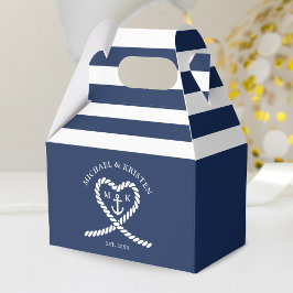 Nautical Blue Heart Anchor Stripe Bröllop Presentaskar