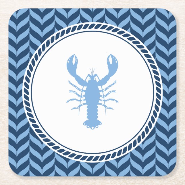 Nautical Blue Hummer kustfest  Underlägg Papper Kvadrat (Framsidan)
