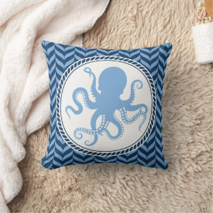 Nautical Blue Octopus kust Kudde